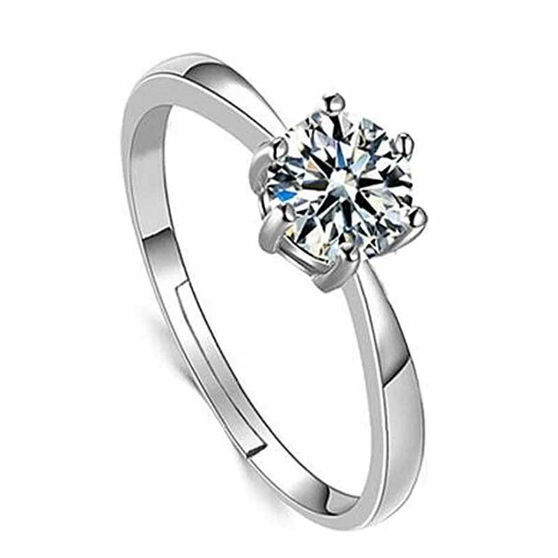 Couple gift fine 925 Sterling Silver moissanite Rings for women crystal adjustable size Fashion party engagement wedding JewelryXJ250104