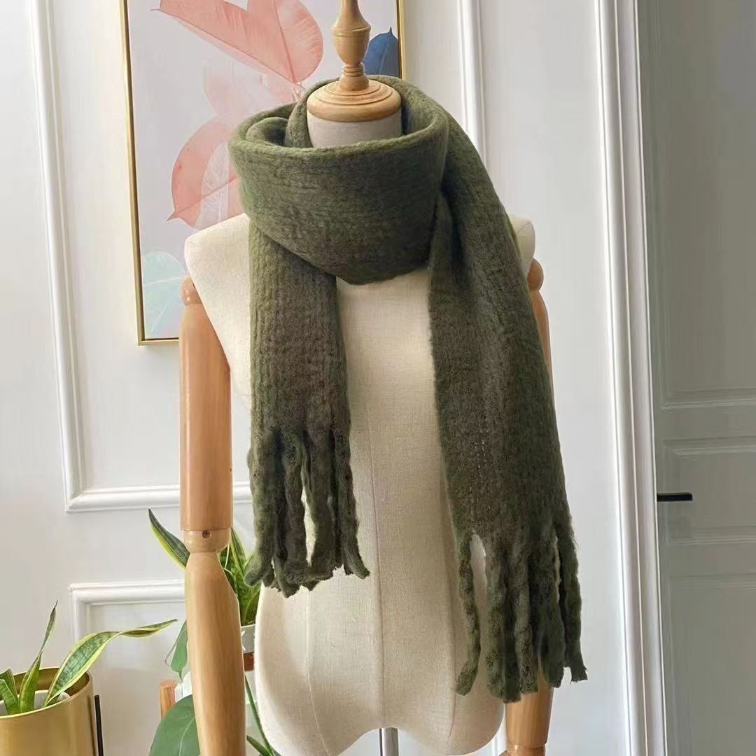 T051 Couple Korean scarf men and women autumn and winter long solid color shawl dual-purpose student warm neck scarf trend