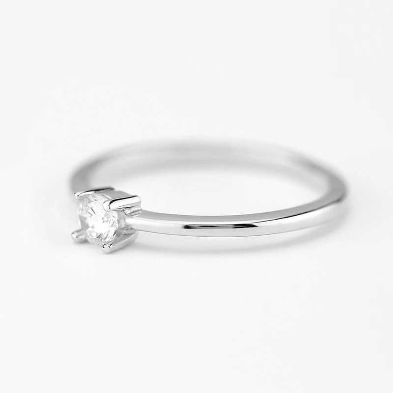 J 18K Gold Zircon Simple Round Rings for Women Real 925 Sterling Silver Original Party Wedding Luxury Quality Fine JewelryXJ250104