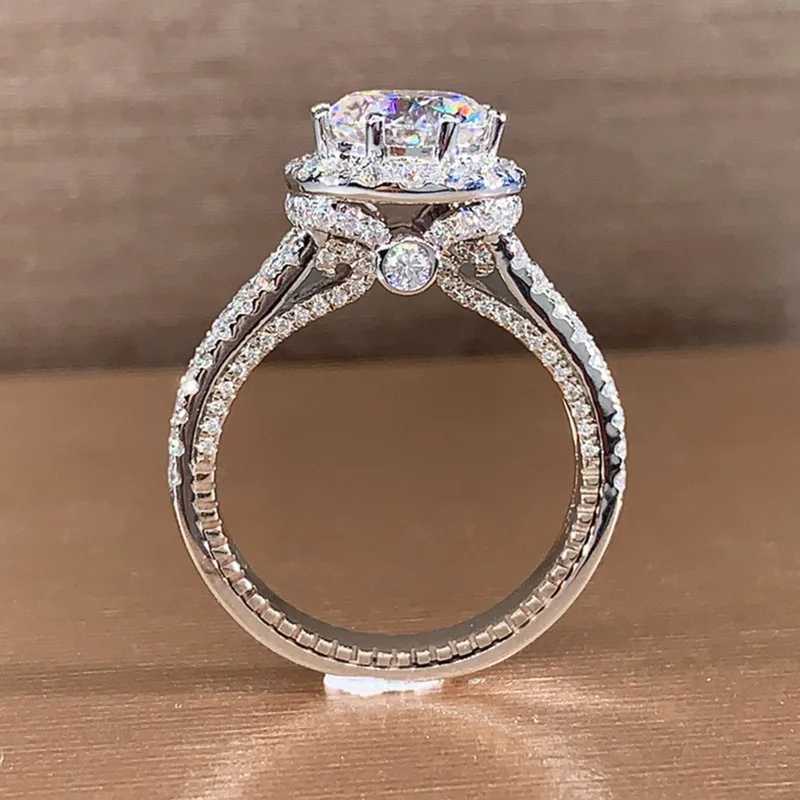 14K Gold 3ct Lab Diamond Ring 925 sterling silver Bijou Engagement Wedding band Rings for Women Bridal Birtay Party JewelryXJ250104