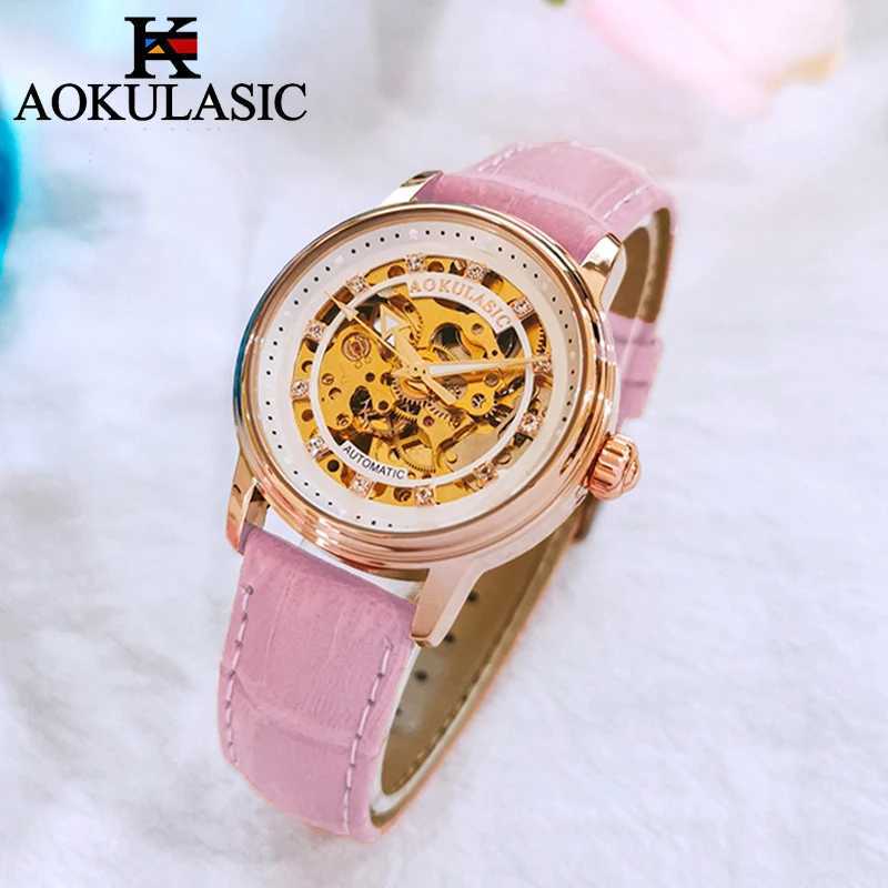 AOKULASIC New Hot Womens Automatic Machinery La Elegant Luxury High Quality Waterproof Women Relogio Feminino W250104