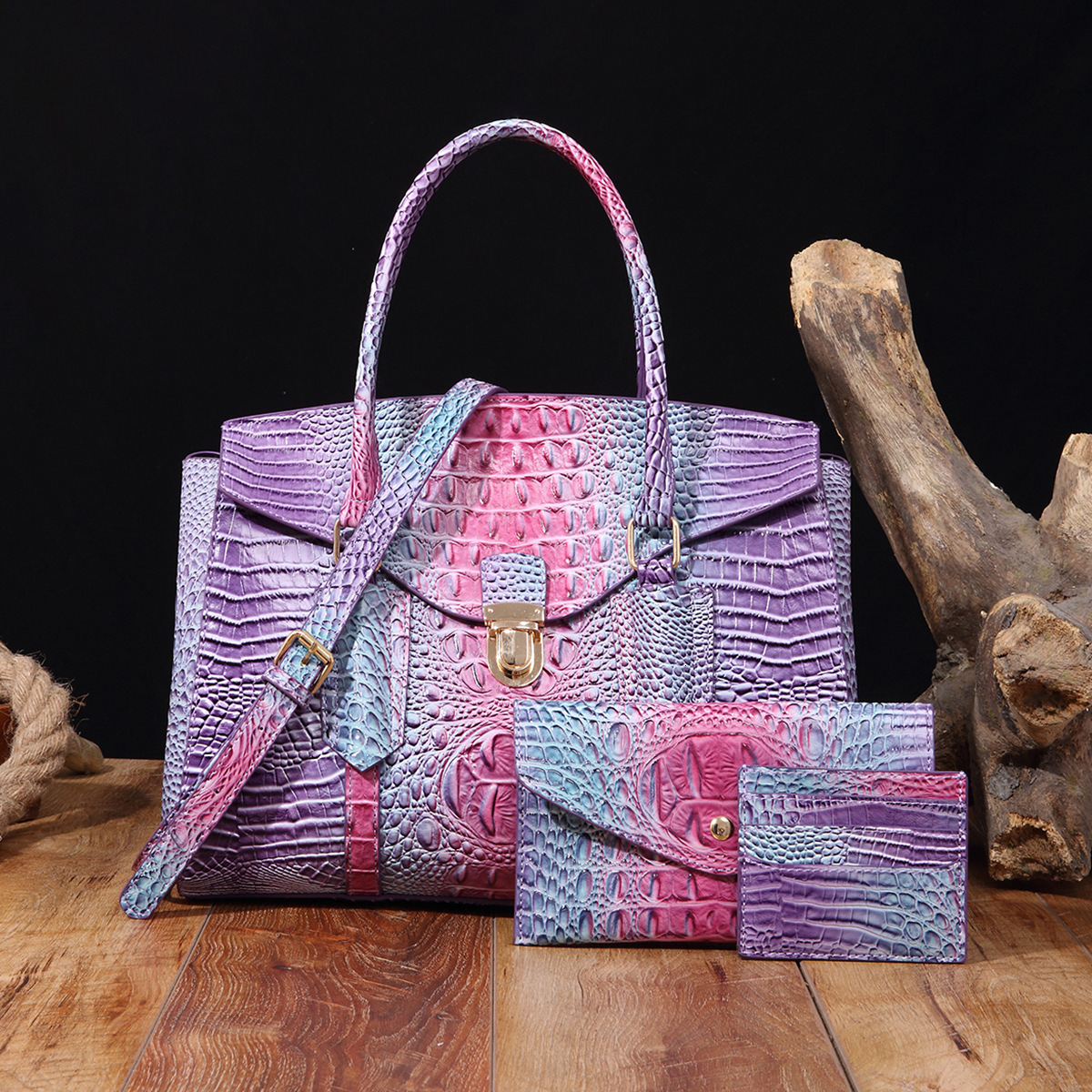 Alligator hot Purses Handbags, Crocodile Leather Wallet - Women's Slanted Bag, Colorful Card Pattern, Casual Trendy Handbag, Lightweight for Dail