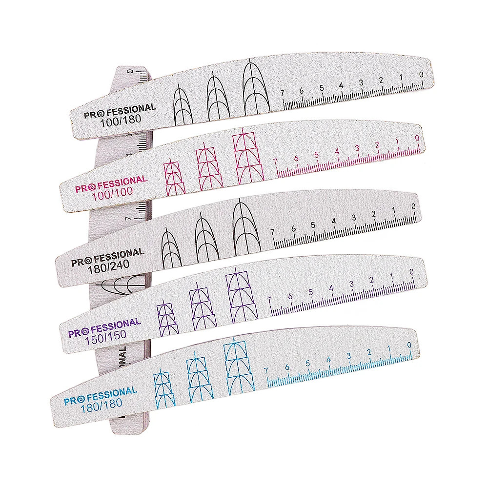 Nail File Buffer 100180240 Grit Half Moon Files Double Side Sandpaper Sanding Grinding Gel Polish Manicure Tool 241230