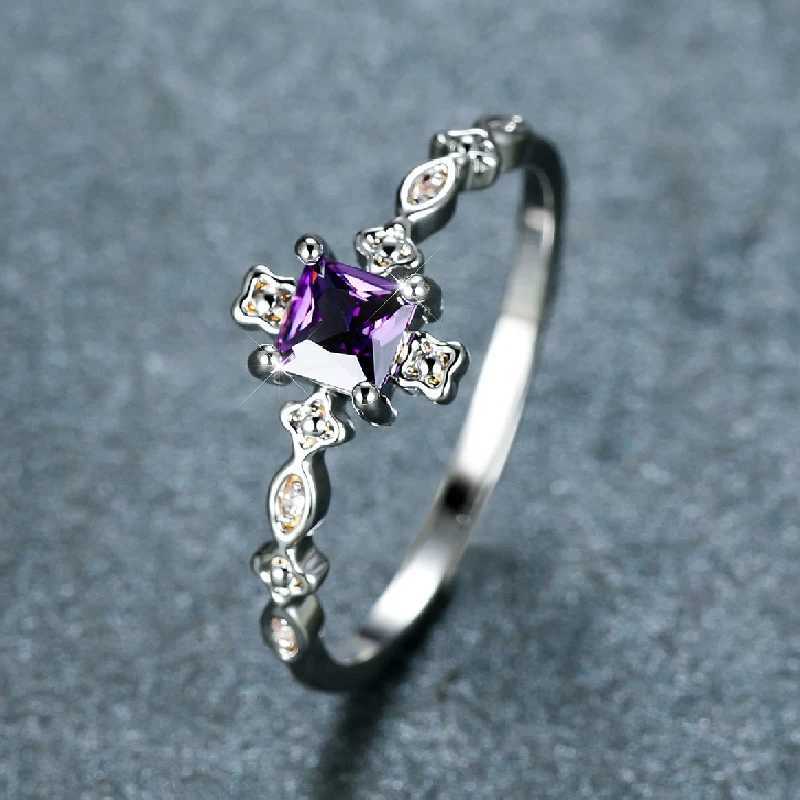 Fashion Ring 925 Silver Jewelry with Obsidian Zircon Gemstone Finger Rings Accories for Women Wedding Party Gifts WholesaleXJ250104