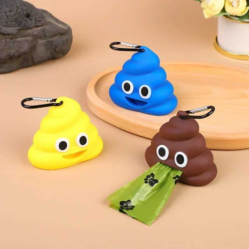 Portable Pet Waste Bag Dispenser Dogs Cat Trash Carrier Soft Silicone Poop Bag Poop-shaped Storage Box Pet Cleaning ProductsXJ250104