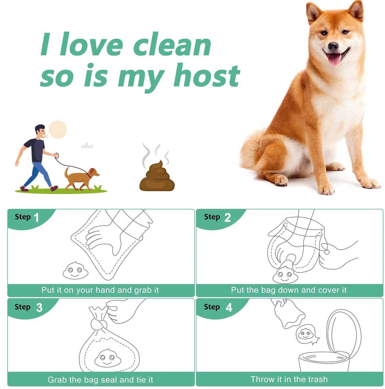 4/8/10/16/18/20/24 Rolls Pet Garbage Bag Corn Starch PLA Biodegradable Pet Garbage Bag Cat Dog Poop Trash Bags Pet Cleaning ToolXJ250104