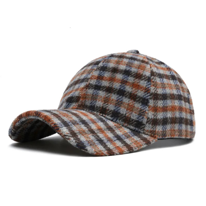 1 Woolen Plaid Line English Style Baseball Cap for Men and Women Vintage Cap 250103