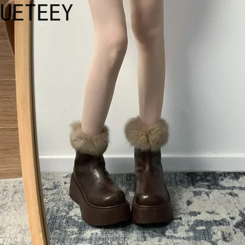 Platform Women Modern Snow Boots Fashion Short Plush Short Booties Autumn Winter Womens Warm Shoes 250103