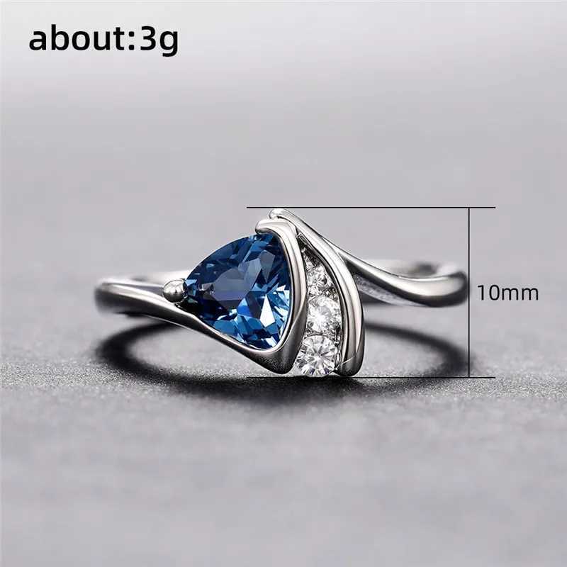 925 Sterling Silver Blue Cubic Zirconia Ring for Women High Quality Band Wedding Rings Anniversary GiftXJ250104