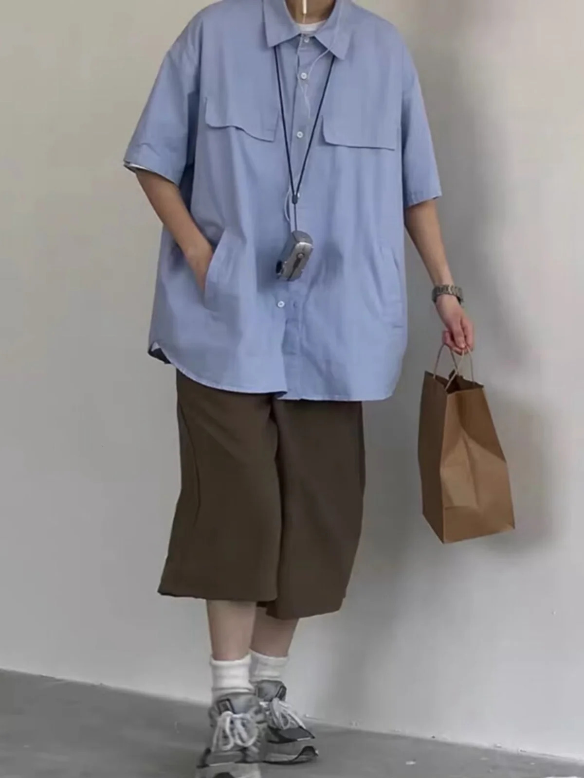 2024 Mens Summer Fashion Ice Silk Thin Suit Shorts Male Loose Wide-leg Short Pants Men Solid Color Knee Length Shorts K205 250103