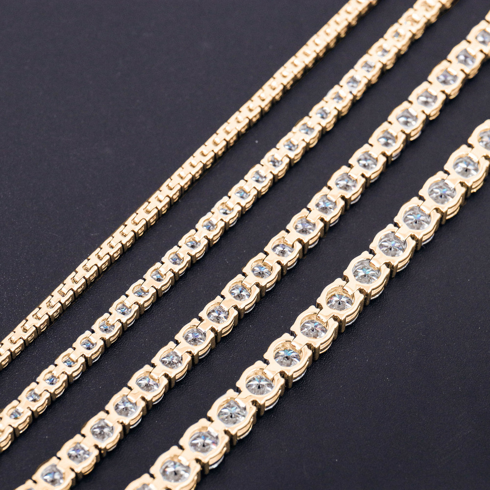 Hip Hop Tennis Chains for Women Men Iced Out Moissanite Dia 2-5MM 10K 14K Jewelry Necklace