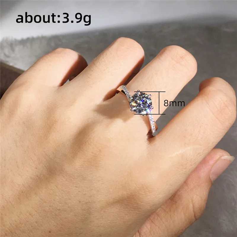 925 Sterling Silver Luxury Cubic Zirconia Wedding Rings for Women Twist Band Eternity Proposal Engagement Ring Classic JewelryXJ250104