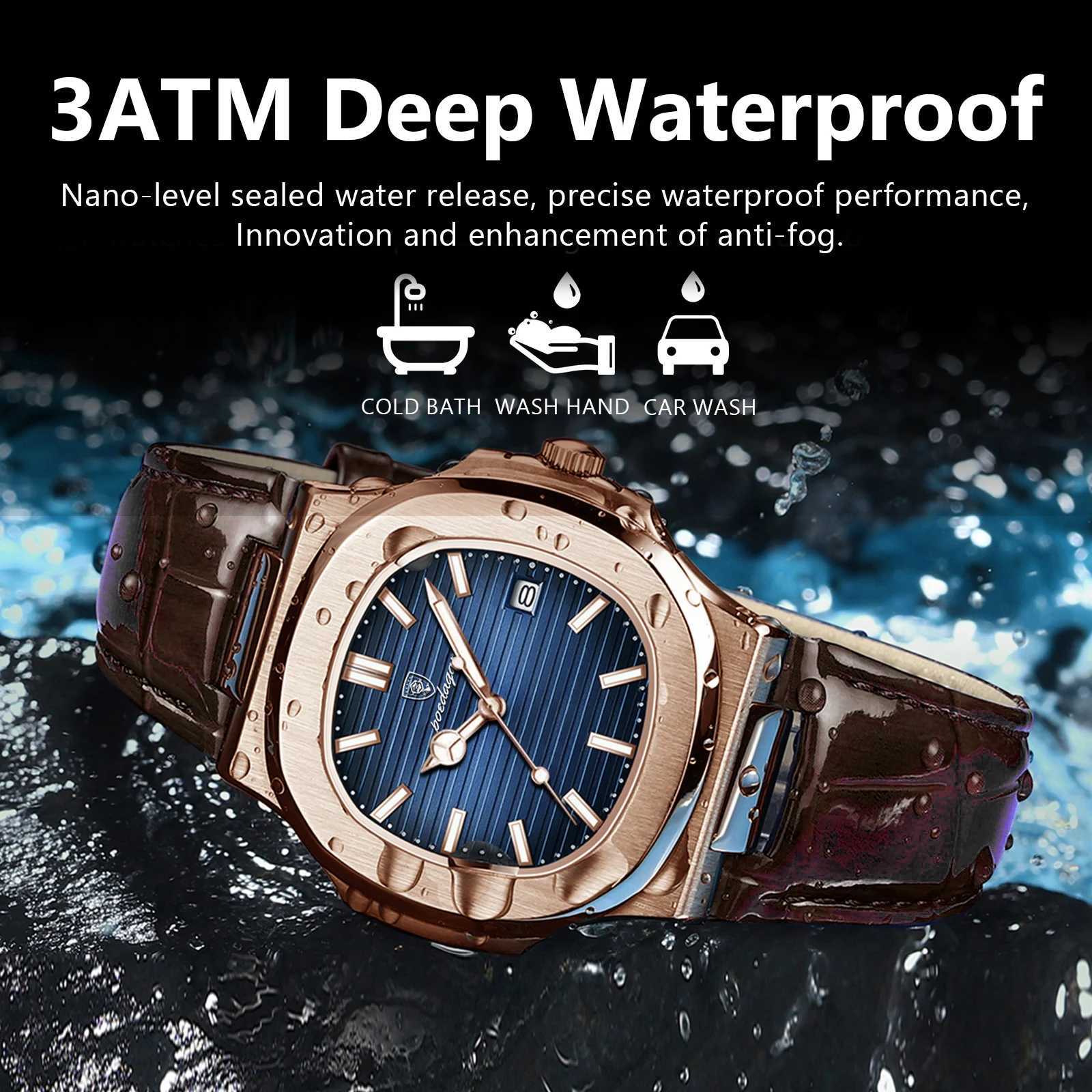 Poedagar Top Luxury Plaza Mens Date Waterproof Luminous Quartz Mens High Quality Fashion Sports Leather Men W250104