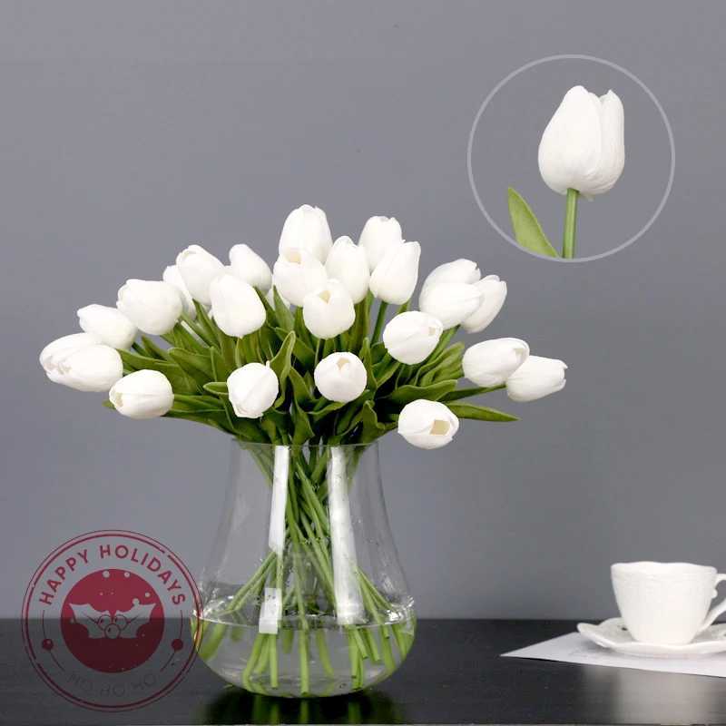 Pu mini tulip imitates granite red white ple green one touch tulip artificial flower room decoration desktop artificial W250104