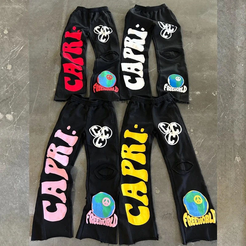 Y2K retro pants with letter printing graphic Harajuku Gothic hip-hop streetwear aesthetic casual mens Harajuku wide leg jeans 250103