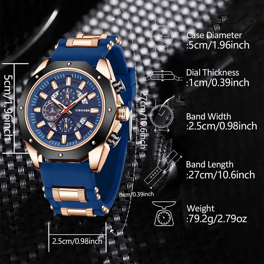 Blue Sile Mens Fashion Military Sports Timetable Mens Top Luxury Waterproof Mens Montre Homme W250104