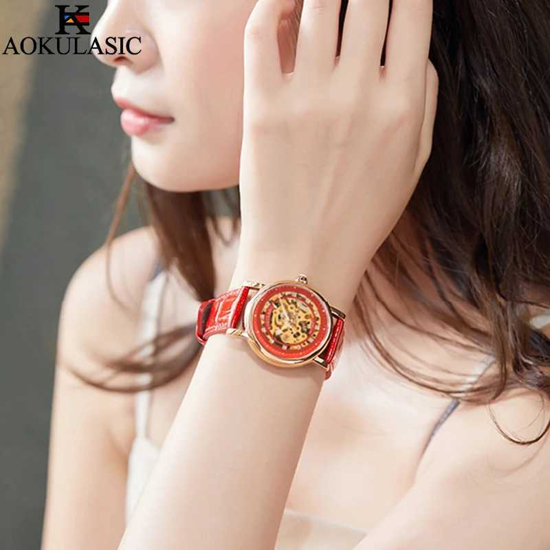 AOKULASIC New Hot Womens Automatic Machinery La Elegant Luxury High Quality Waterproof Women Relogio Feminino W250104