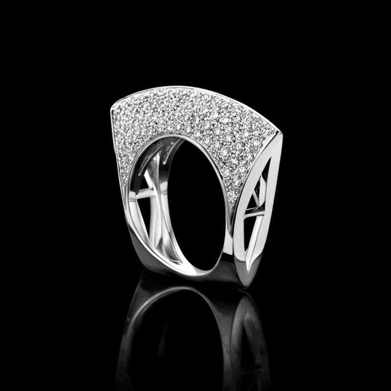 925 Sterling Silver Personality Jewelry Irregular Hollow Out Diamond Ring Ladies Bar Party Jewelry GiftXJ250104