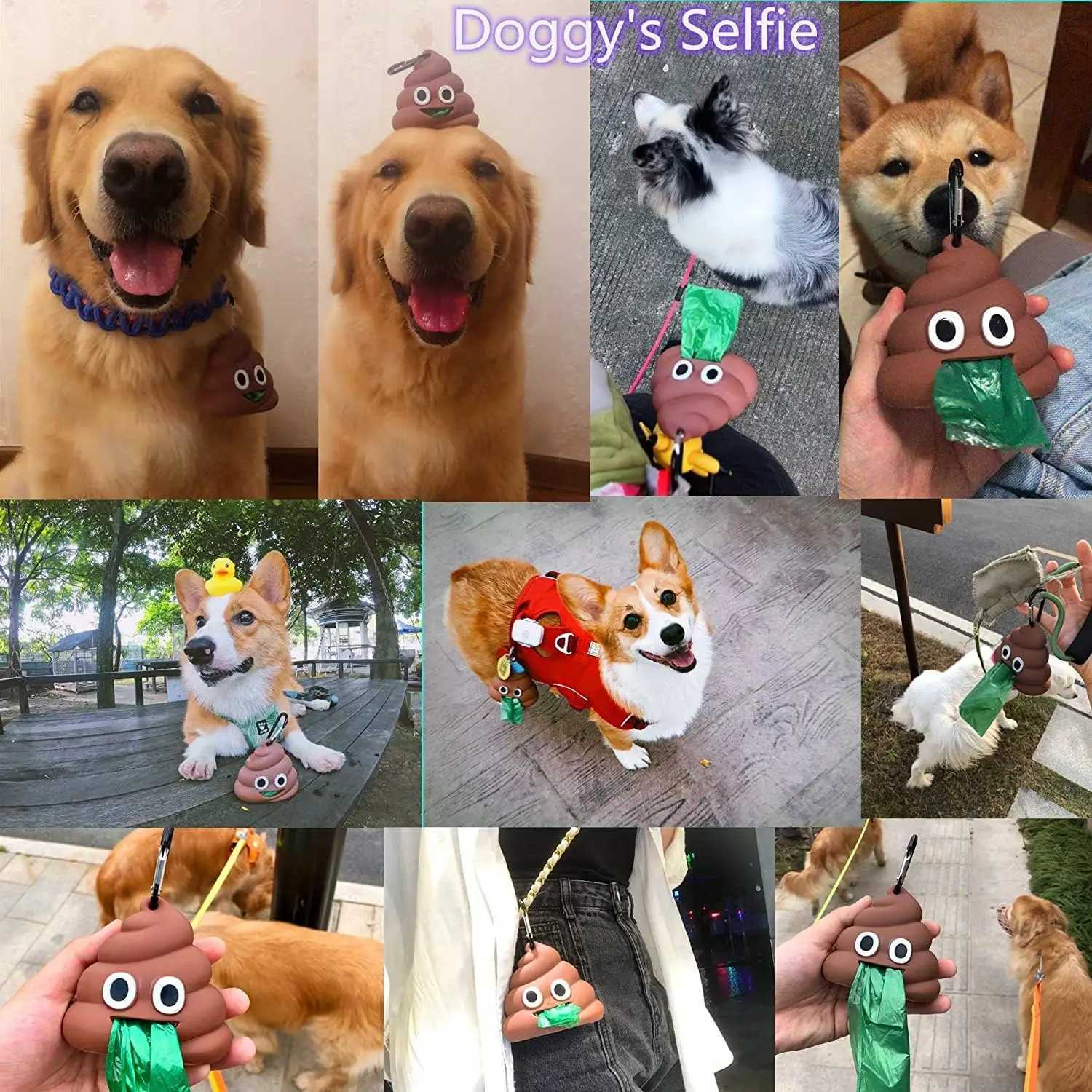Funny Dog Poop Bag Holder For Leash Sturdy Poop Shape Bag Dispenser Waste Bags With Garbage Bag Cleaning ToolXJ250104