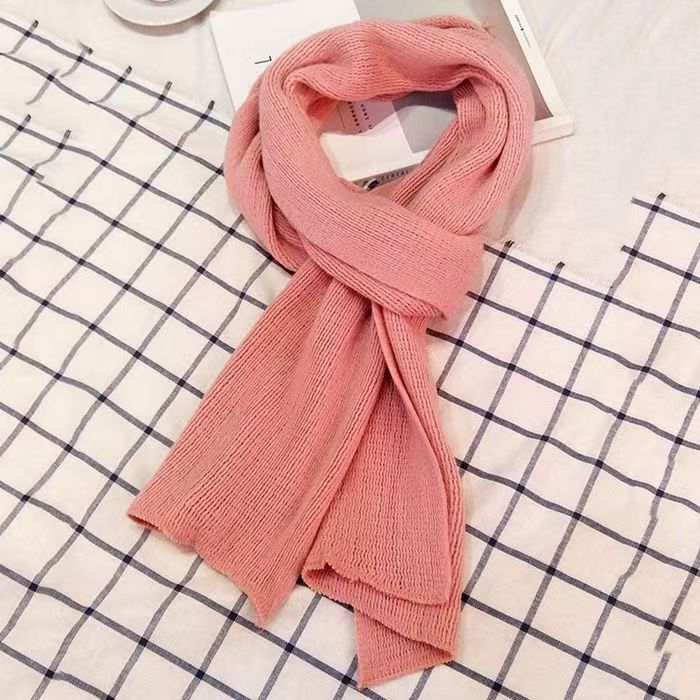 T060 Korean version of winter small fresh white knitted wool tassel scarf for men and women students couple long warm neck scarf pure