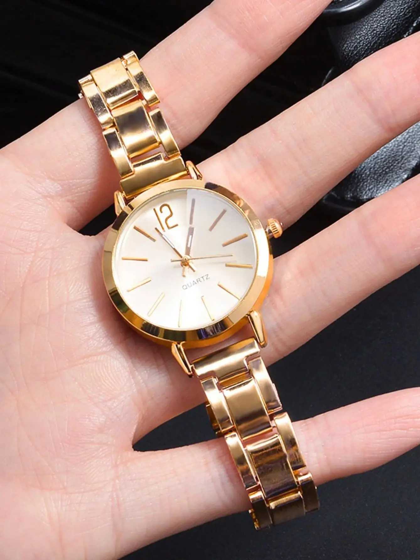 Fashion Gold Compact Womens Quartz and Set Gift Daily Travel Suit W250104