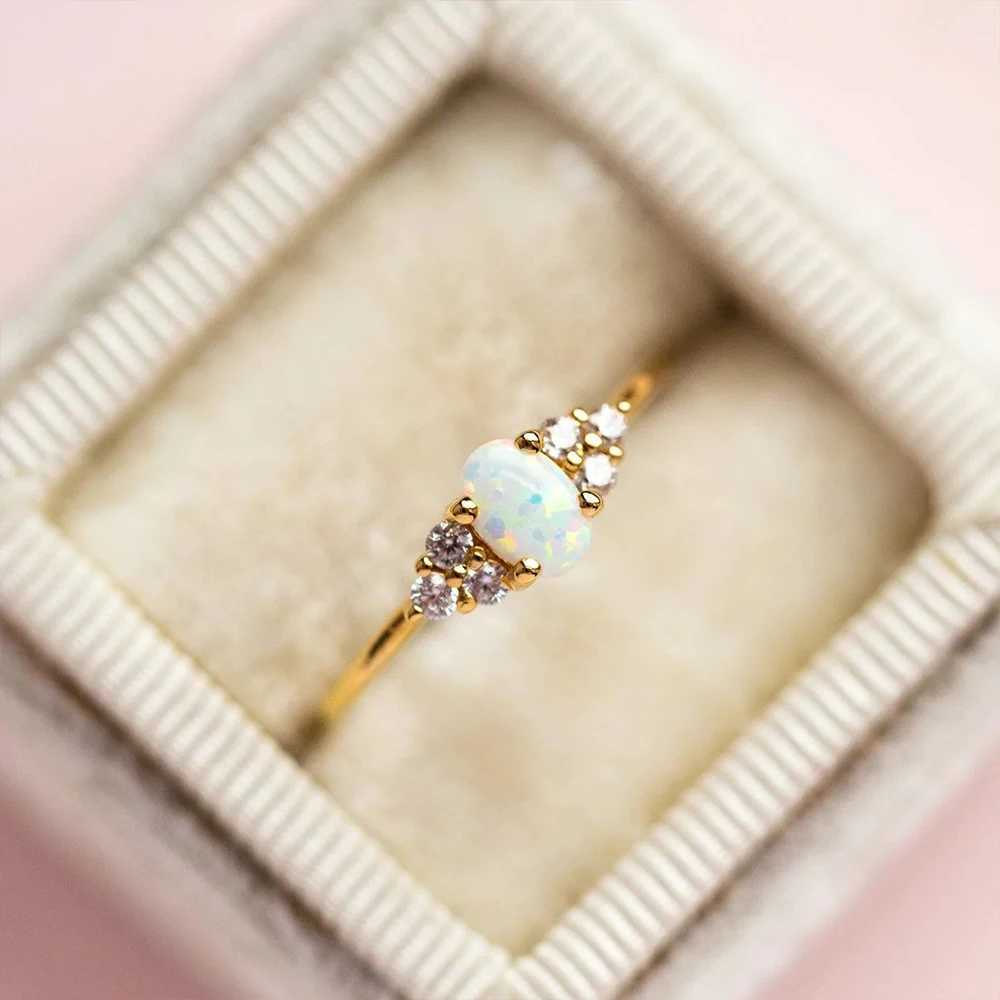 925 Sterling Silver Microinlaid Crystal Opal Womens Wedding Ring 18k Gold Plated Finger Rings US Size 6/7/8 Jewelry GiftXJ250104