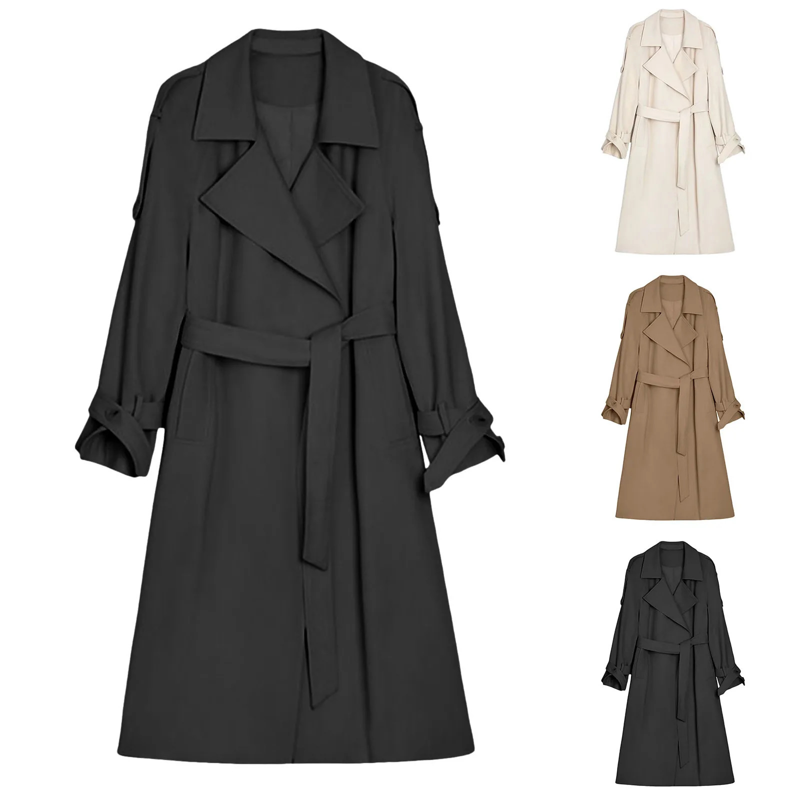 2024 Spring And Autumn WomenS Windbreaker Coats Mid Length White Lady Outwear Fashion Versatile Female Trench Coat 250102