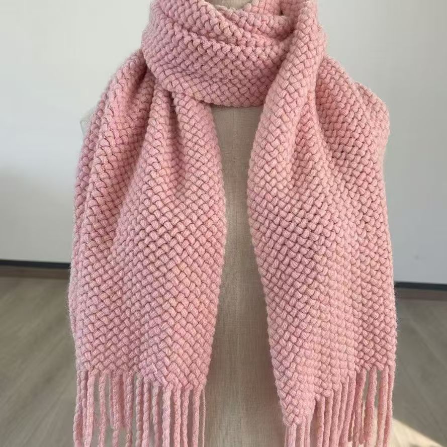 T059 new style ladies winter simple versatile warp knitted scarf decorative warm solid color knitted wool
