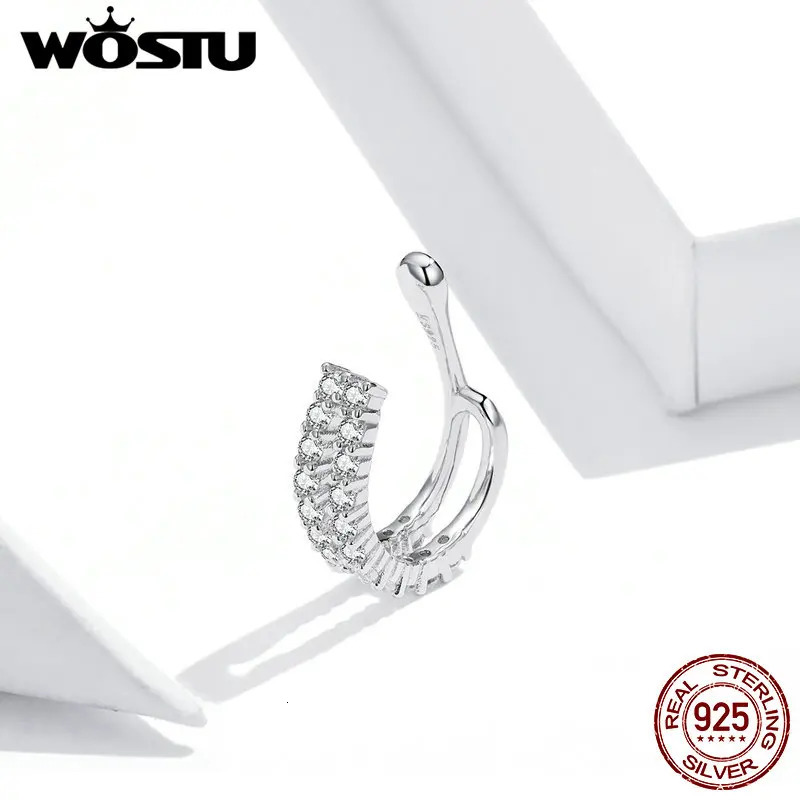 WOSTU 1 Pairs 925 Sterling Silver Ear Clip earrings Earrings for Women Zircon Ear Cuff Earring Ear Line Fashion Jewelry 250103