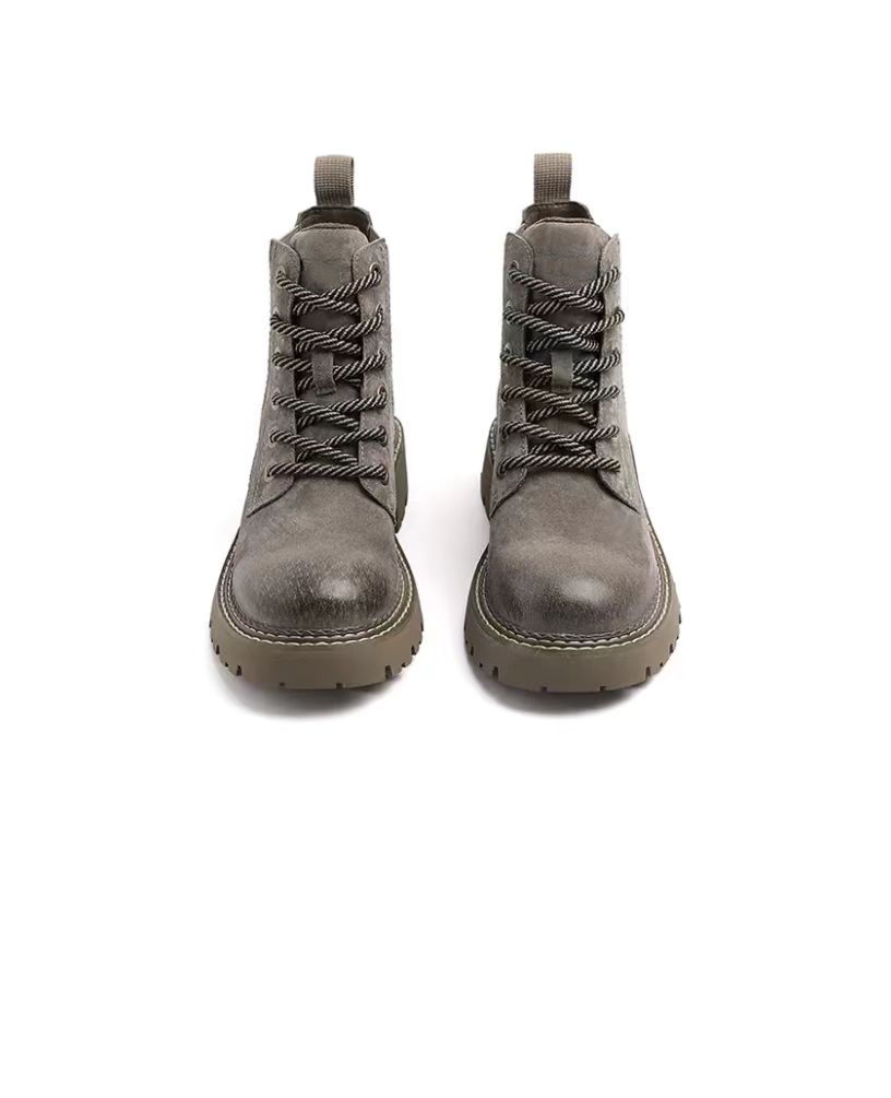 Autumn and winter British style short boots with thick sole and midsole Martin boots with increased height and slimming inside and plush hiking yellow