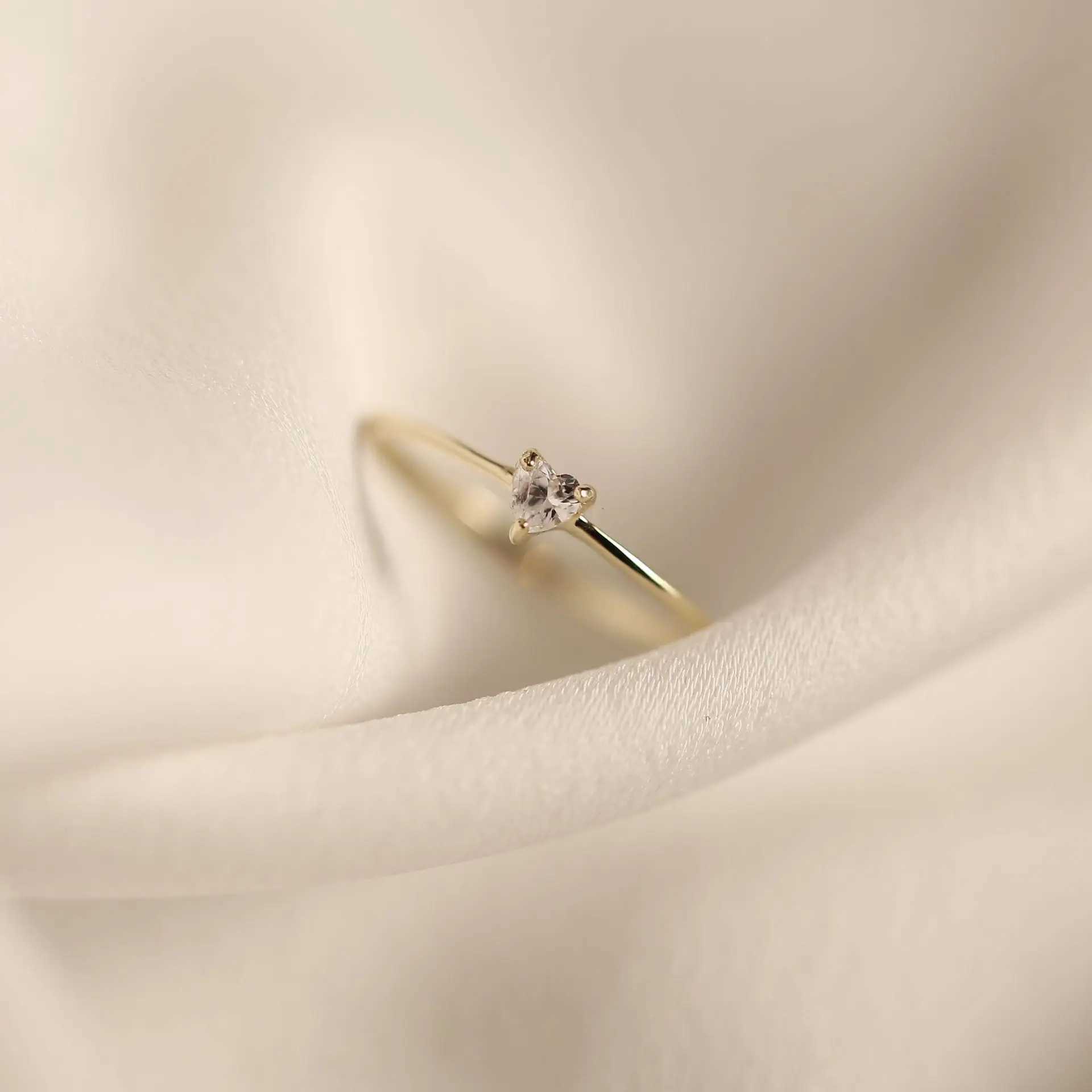 925 Sterling Silver Plated 14K Gold Exquisite Inlay Zircon Heart Ring for Women Simple Temperament Wedding Party JewelryXJ250104