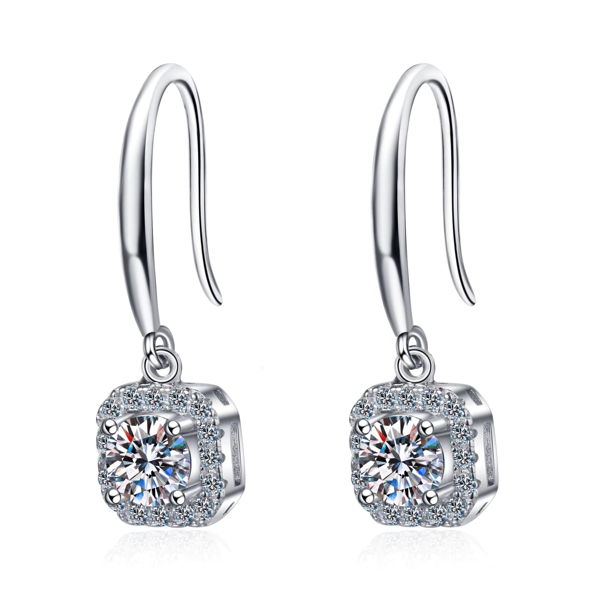 Ready To Ship GRA Moissanite Earrings Lab Dia S Sterg Sier Earring for Women Men Lovers Ear Stud 1CT 2CT