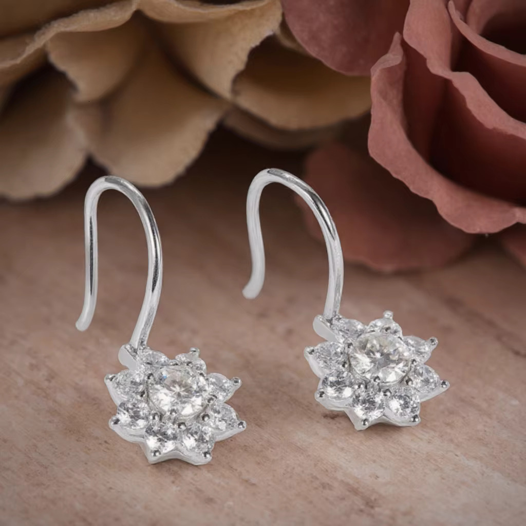 S Sier Suower Moissanite Dia Earrings Women Trendy wer Style for Weddings and Engagements