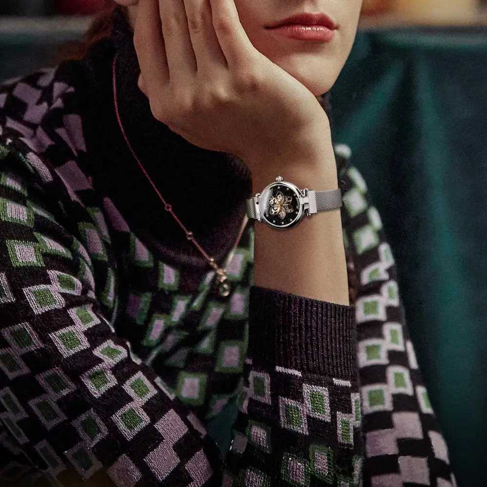 Forsining Top Brand Luxury Diamond Womens Mechanical Automatic Womens Waterproof 2019 Fashion Grid Design Clock W250104