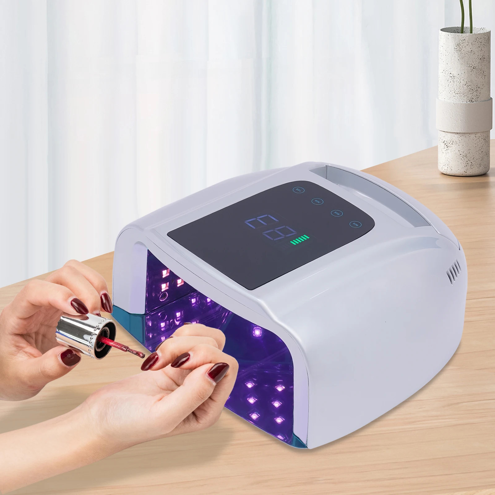 Nail Dryer 96W 42-Bead Professional Rechargeable UV LED Portable Cordless Nail Lamp Machine with Removable Stainless Steel 250103