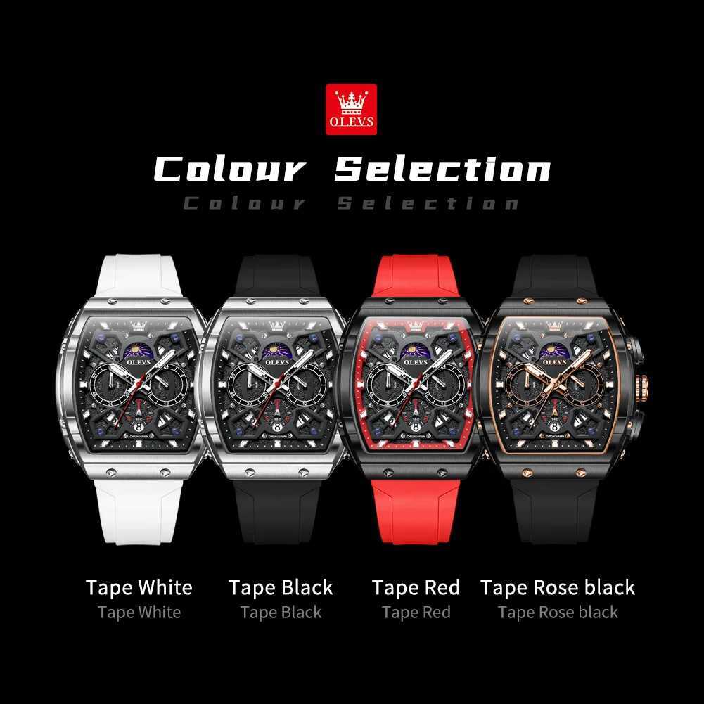 OLEVS 2942 Mens Hollow ES Quartz Waterproof Luminous ES Mens Fashion Design with Sile Str W250104