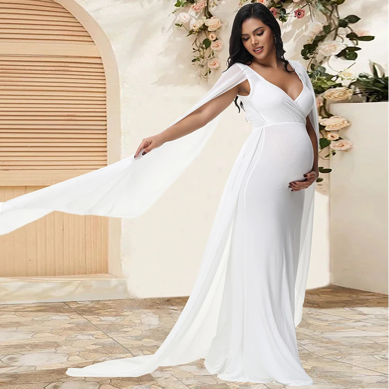 Maternity Long Dress With Shawl Trailing Womens Robe Floating Sleeves for Baby Shower Maternity Po Shoot 250103