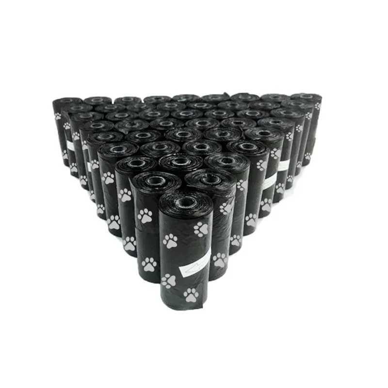 Pet Poop Bags Disposable Dog Perros Waste Bag Bulk Poop 5 Roll(75Pcs) Bags with Paw Prints Clean Pick Up Tools Pet ItemsXJ250104