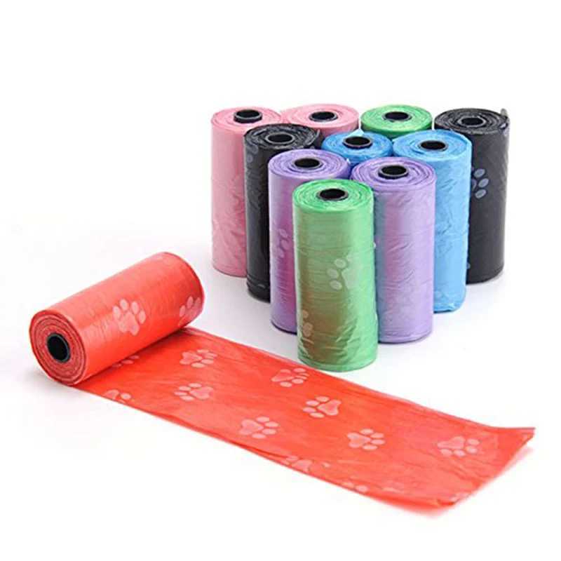 10 Rolls Paw Printing Dog Poop Bag 15 Bags/ Roll Large Cat Waste Bags Doggie Outdoor Home Clean Refill Garbage BagXJ250104