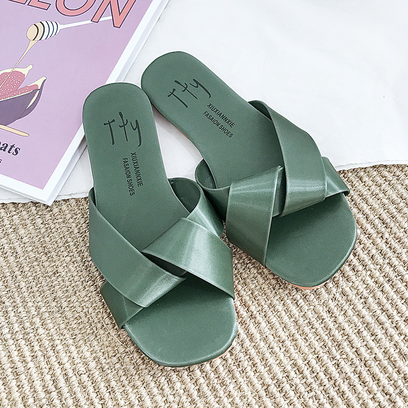 Summer New Ddmywed Cross Flat Bottom One Word Slippers Soft Sole Korean Edition Simple Hundred Outwear Solid Color Chinese Brand Shoes F Ddmysaturn
