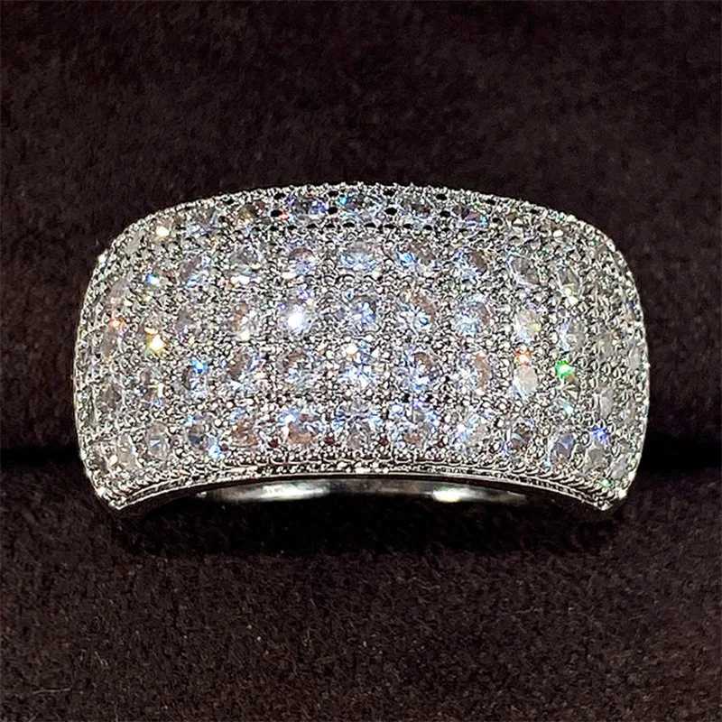 Exquisite Female Rings 925 Sterling Silver Super Shiny Half Circle Zircon Finger Rings for Women Promise Wedding JewelryXJ250104