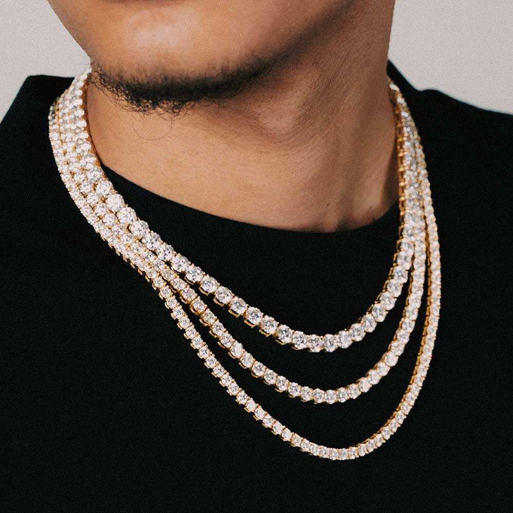 Cluster Iced Out VVS D 9mm Moissanite Tennis Necklace 925 Sterling Silver Hiphop Rapper Moissanite Tennis Chain