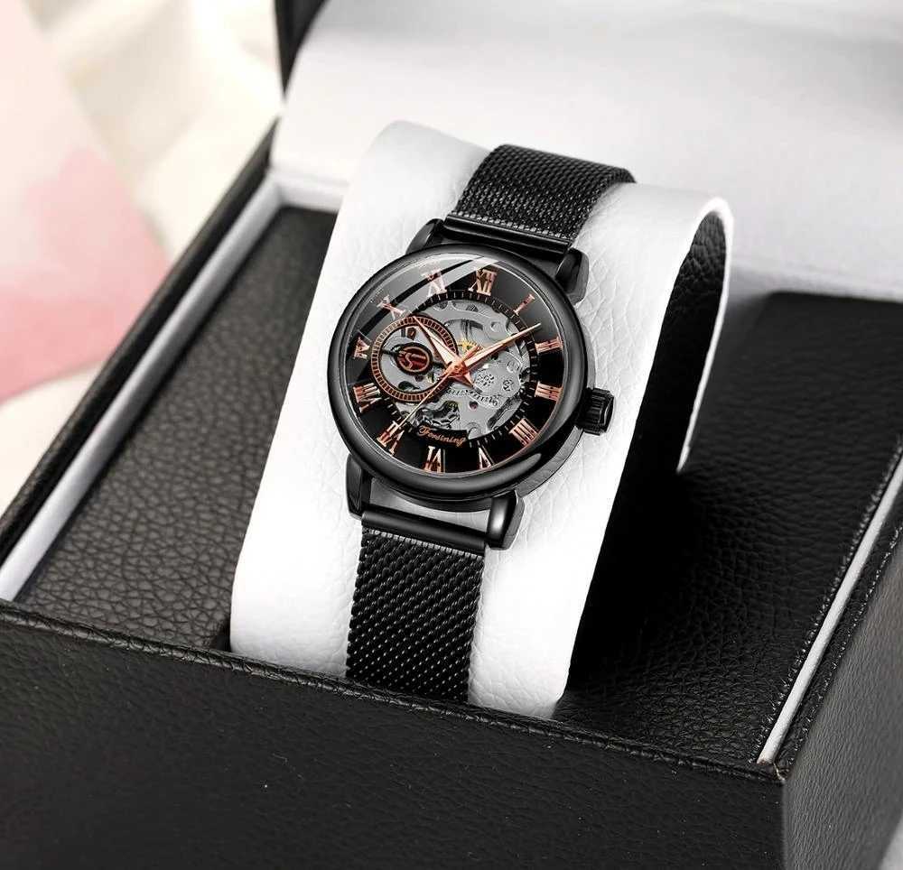 Forsining 99 Fashion Elegant Skeleton for Women New Luxury Factory Mechanical Wristes Rose Gold Laes W250104