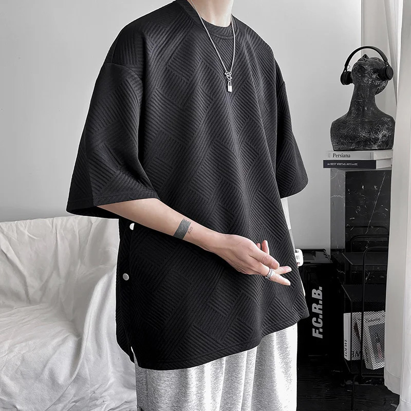 Summer Short Sleeve T-shirt Men Fashion Retro Oversized T shirt Men Streetwear Hip Hop Loose Round Neck Tshirt Mens Top M-3XL 250102