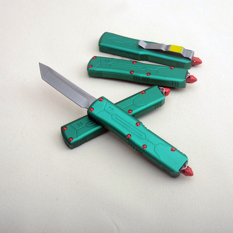 High End 7301 Tactical Knife D2 Stone Wash Blade Green Aviation Aluminum Handle Outdoor EDC Pocket Knives with Nylon Bag and Repair Tool