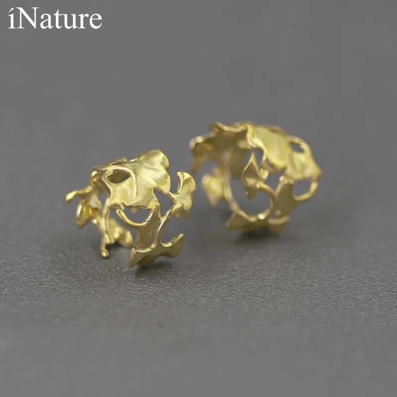 INATURE Late Autumn 925 Sterling Silver Ear Cuff Ginkgo Leaf Clip Earrings for Women Jewelry 250103