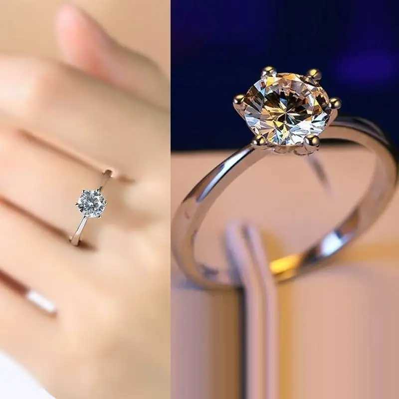 Couple gift fine 925 Sterling Silver moissanite Rings for women crystal adjustable size Fashion party engagement wedding JewelryXJ250104