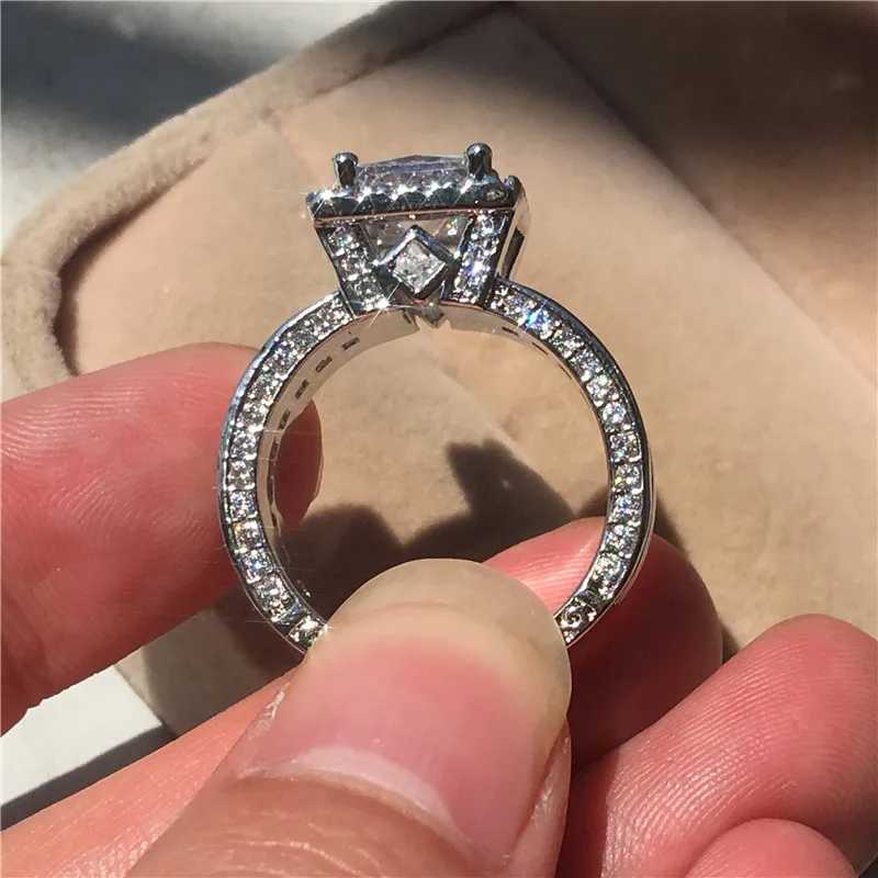 Vintage Ring Princ Cut 3ct 5A Zircon Sona Cz 925 Sterling Silver Engagement Wedding Band Rings for Women Men GiftXJ250104