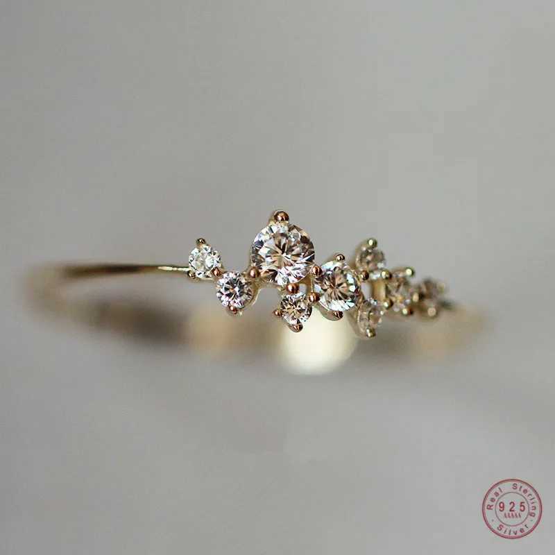 925 Sterling Silver Classic Irregular Shiny Star Plum Ring Women 14k Gold Plating High-end Temperament Party Jewelry AccoriesXJ250104