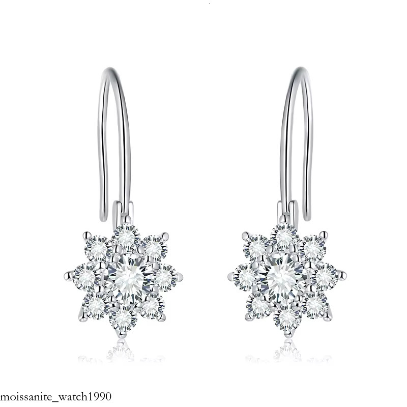 S Sier Suower Moissanite Dia Earrings Women Trendy wer Style for Weddings and Engagements